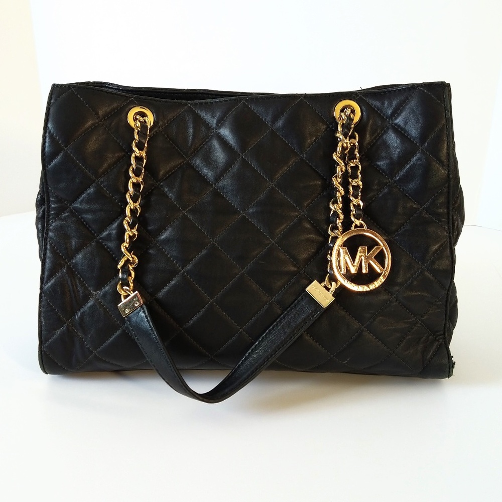 Michael Kors Susannah Quilted Leather Tote Bag, Black